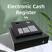 Caja Registradora POS Todo en Uno ECR-137 con Pantalla de 2.8 Pulgadas, Mini Cajero de Escritorio con Impresora de Recibos de 58 mm y Puertos RS232 y USB