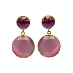 <span class=keywords><strong>Orecchini</strong></span> pendenti dal design unico placcato oro nuovo arrivo con <span class=keywords><strong>orecchini</strong></span> in ottone con pietre preziose rosa - Product Image 1