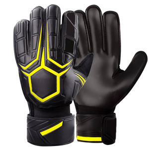 Gants de gardien de but personnalisés en cuir PU de haute qualité, couleur contrastée jaune et noir, 4 mm de latex, nouvelle arrivée 2024 - Product Image 1