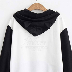 Sudadera con Capucha de Orejas de Gato, Diseño de Bloques de Color en Contraste, Manga Larga, Forro Polar, Transpirable, para Otoño, Estilo Casual - Product Image 3