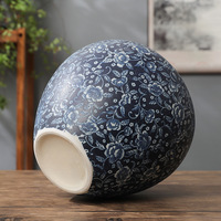 Vase en porcelaine bleu et blanc CPV24, ensemble de 3 pièces, vases floraux en céramique Lotus d'eau pour la décoration intérieure de style chinois moderne