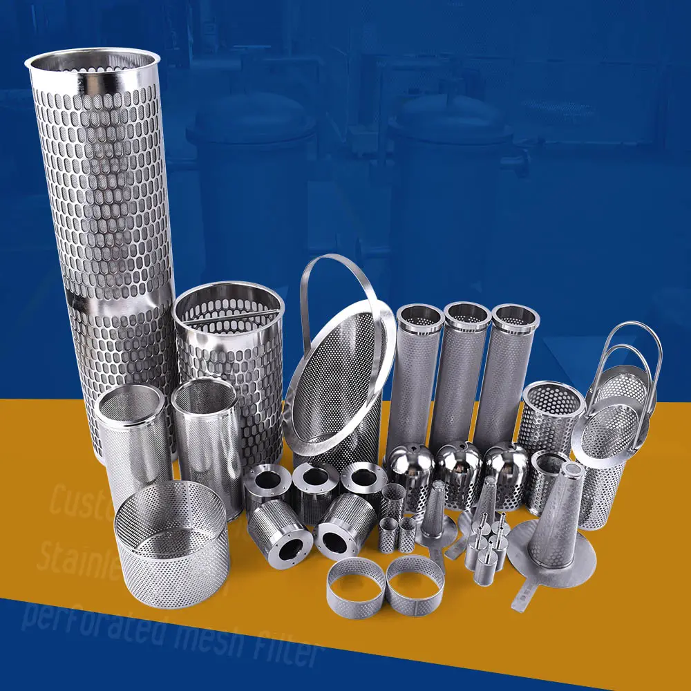 Custom Made Stainless Steel 304 Perforated Filter Tube Mesh Cone Filter Cylinder Element Filter Disc