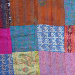 Latest Exquisite Indian Manufacturer Hand-Crafted Cotton Kantha Reversible Silk Stole <b>for</b> Women Bulk Supply - Product Image 3