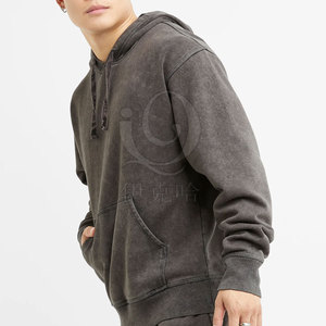 2025 Venta directa de fábrica Basics Vintage Effect Hoodies Logotipo personalizado Sólido Vintage Effect Hoodies para hombres - Product Image 3