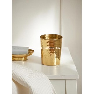 Hammered Work Gold Plated Solid Brass Waste Bin Newest Designing Large Size Indoor and Outdoor Garbage Waste Bin For Sale - Product Image 3