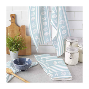 Golf brodé en coton fait à la main 20x30 145 GSM séchage rapide léger économique durable lavable coquillages torchons - Product Image 1