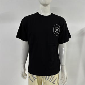 Haute qualité 100% coton grande taille hommes t-shirts Logo personnalisé impression broderie noir unisexe surdimensionné T-Shirt court - Product Image 1