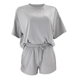 Nuevo Conjunto de 2 Piezas de Punto Casual, Camiseta Holgada de Cuello Redondo y Manga Corta de Algodón, Pantalones Cortos para Mujer, HECHO POR HAIDIIII SPORTS 2026 - Product Image 1