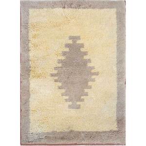 พรมขนสัตว์ถักมือสีเบจและสีน้ำตาลลายเรขาคณิตสำหรับห้องนั่งเล่นและรถยนต์ ขนาด 9x12 รุ่น Pae-1382 - Product Image 1