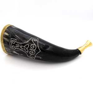 Gjallarhorn bovin fait à la main avec embout en laiton parfait pour les collectionneurs de corne - Product Image 2