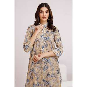 Ensemble de costume formel 2 pièces beige non cousu pour femme, motif floral uni, col mandala, sur mesure, grandes tailles XS, pour événements, avec fermeture éclair - Product Image 3