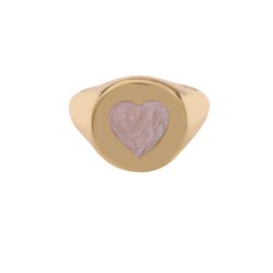 Anillo Sello Ajustable de Plata Esterlina 925 con Baño de Oro Rosa y Esmalte en Forma de Corazón, Estilo Boho, para Fiesta o Boda - Product Image 2