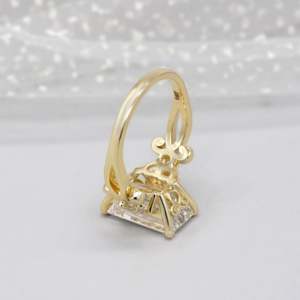 IGI Certified Yellow Gold <b>Ring</b> with Lab Grown Emerald Cut <b>Diamond</b> and Side Stone <b>Diamond</b> <b>Rings</b> Collection - Product Image 5