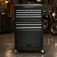Chariot à outils en acier robuste OEM moderne à 8 tiroirs avec poignée ergonomique, verrouillage central et roulettes pour garage et atelier