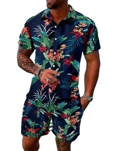 Ensemble de shorts d'été pour hommes de haute qualité, vêtements décontractés en coton respirant, ensemble de 2 pièces, shorts imprimés colorés pour hommes - Product Image 2