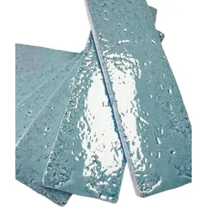 แผ่นไฟร์บริคสำหรับตกแต่งภายนอกอาคารแผ่นกระเบื้องเซรามิกเคลือบเงาสีฟ้าอ่อนขนาด2 1/2X8สำหรับตกแต่งผนังด้านนอก - Product Image 1