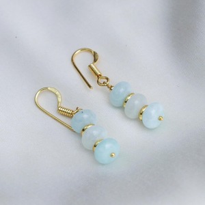 Handmade Aquamarine Gemstone Dangle <b>Earrings</b> with Gold Spacer Beads Findings & Plated Hook-Fashion Dangle <b>Earrings</b> - Product Image 4