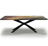 Rechteckiger Massivholz-Klapptisch mit Epoxidharz-Metallbeinen für Restaurant, Hotel, Einkaufszentrum, Modernes Design, Maßgefertigter Esstisch