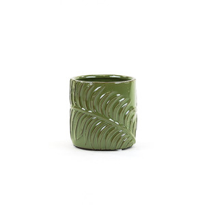 CYC2304GL - Small Green Fern Cylinder <b>Vase</b> - 4 D x 4.25 H - Product Image 1
