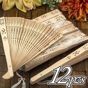 Set de Abanicos de Madera CASAMAX WL BE-1012A, 20 cm de Largo, Hechos a Mano, Regalo, 12 Piezas para Eventos y Fiestas - Product Image 1