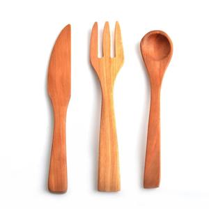 Plain Handle Bamboo Wood Flatware Dishwasher <b>Safe</b> Cutlery For Home Restaurant Use Set Of 3 <b>Knife</b> Fork Spoon Superior Quality - Product Image 4
