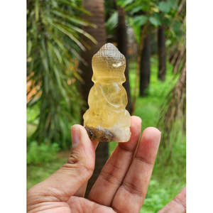 Sculpture du Bouddha en pierre de citrine fumée : un mélange divin de paix, de protection et d'abondance pour votre maison et votre bureau. Poids - Product Image 2