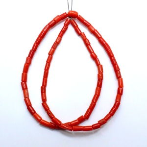 Perles de corail rouge italien naturel, pierres précieuses lisses, perles tubulaires, taille 5x7 mm, longueur 14 pouces, perles de pierre de corail méditerranéen - Product Image 4