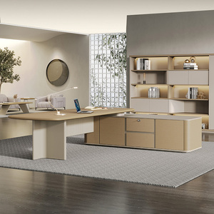 Modern Executive L Shaped Office <b>Desk</b> Luxury CEO Workspace Table Modular Wooden Manager <b>Desk</b> Panel Computer Furniture <b>Large</b> Work - Product Image 3