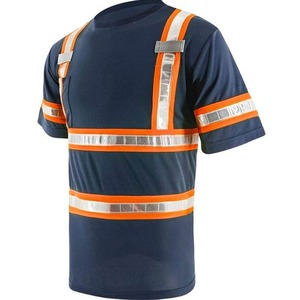 100% poliéster ropa de trabajo seguridad Polo manga corta Camiseta poliéster Hi Vis reflectante ropa de trabajo seguridad reflectante camisetas - Product Image 4