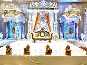 Configuración de escenario de boda con tema victoriano, escenario de boda de bajo presupuesto en Canadá, decoración de escenario con tema de boda al aire libre - Product Image 5