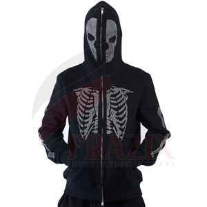 Veste à capuche populaire pour homme, décontractée, automne et hiver, fermeture éclair, en coton, avec patchs - Product Image 1