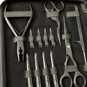Kit de Herramientas para Extensiones de Cabello de Calidad Premium en Negro Mate, Alicates de Acero Inoxidable, Pinzas para Peinar con Logotipo Personalizado - Product Image 6