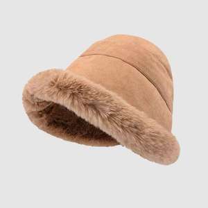 Sombrero de Pescador para Mujer SIDDIQUI HOSINEX 2024, de Piel Sintética, Laminado, Casual, de Felpa, sin Costuras, Lavado, Cálido para Invierno, con Lazo - Product Image 3