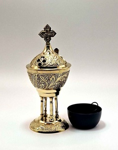 Encensoir en laiton orthodoxe chrétien byzantin grec pour usage aromatique - Product Image 3