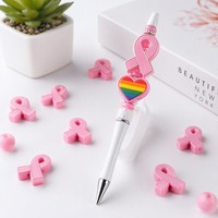Breloques personnalisées en silicone PVC arc-en-ciel pour la sensibilisation au cancer du sein, pour stylos et perles DIY, marque PDD, fabriquées en Chine
