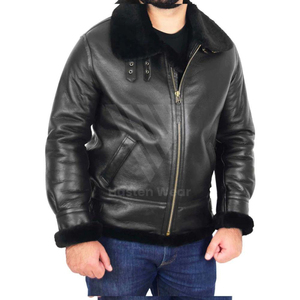 Veste en cuir réversible pour homme, très vendue, confortable, entièrement noire, professionnelle, en laine pour l'hiver, respirante, look tendance - Product Image 3