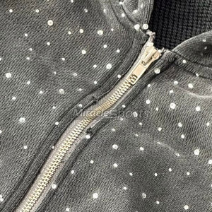 Design unique Sweats à capuche en strass délavés à l'acide pour hommes Basics Cotton Blended Men's Acid Wash Rhinestone Hoodies - Product Image 5