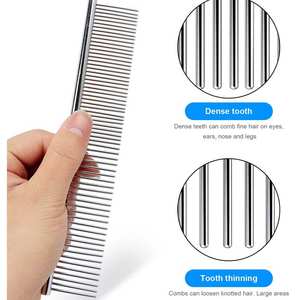 Peigne de toilettage pour animaux de compagnie en fourrure brillante, doux, avec des dents en acier, design anti-accrocs pour un soin du pelage sain et un contrôle de la perte de poils - Product Image 2