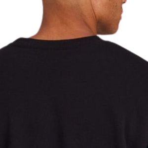 Jersey de cuello redondo de algodón 345GSM 100% para hombre, sudadera con logotipo frontal en negrita bordado, ropa informal de uso diario para invierno, negro - Product Image 6