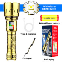 Lampe torche super puissante Golden Dragon rechargeable, longue portée, réflecteur, laser blanc, lampe torche tactique, Linterna