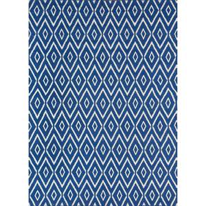 พรมขนสัตว์เบดูอินสีน้ำเงินแบบสองด้าน ทอลายเรียบพร้อมลวดลายเรขาคณิตสำหรับตกแต่งบ้าน-SDWL-148 - Product Image 1