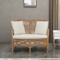 Canapé confortable à deux places de style asiatique classique en Cordella pour hôtel, villa, appartement, salon, fabrication indonésienne CV Craftindo