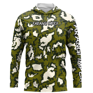 Camiseta de Pesca al por Mayor, Camisetas de Pesca para Hombre, Personalizadas, Anti-UV, de Alto Rendimiento, Manga Larga con Orificio para el Pulgar, Protección UPF 50+, con Capucha, para Caza - Product Image 1