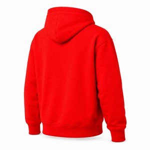 Premium Bright <b>Red</b> Stringless Pullover <b>Hoodie</b> Heavyweight Regular Fit <b>Men</b> Unisex Cotton Fleece Drop Shoulder Kangaroo Pocket - Product Image 4