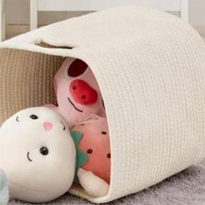 Panier de rangement en coton de qualité supérieure avec poignée Organisateur en tissu écologique avec couvercle amovible pour la maison et la pépinière - Product Image 1