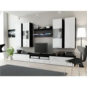 Meuble mural de salon <span class=keywords><strong>blanc</strong></span> de luxe au design moderne meuble TV avec casiers - Product Image 4