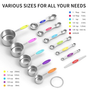 Tasses à mesurer cuillères en acier inoxydable mesures gravées polies en argent échantillon de conception personnalisée prêt pour la cuisson dans la cuisine - Product Image 2