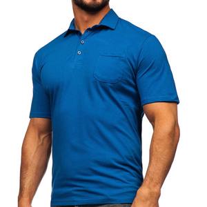 Camiseta Polo de Algodón Azul para Hombre al por Mayor - Product Image 3