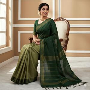 ส่าหรีผ้าไหมทัสซาร์แท้หลากสีสำหรับผู้หญิงงานฝีมือชั้นเยี่ยมและสง่างามสำหรับงานเฉลิมฉลองและงานรื่นเริงจากอินเดีย - Product Image 3