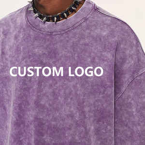 T-shirt pour homme vintage délavé à l'acide avec logo personnalisé, blanc, coupe régulière, coton, molleton français, vente en gros, streetwear, haute qualité, court - Product Image 5